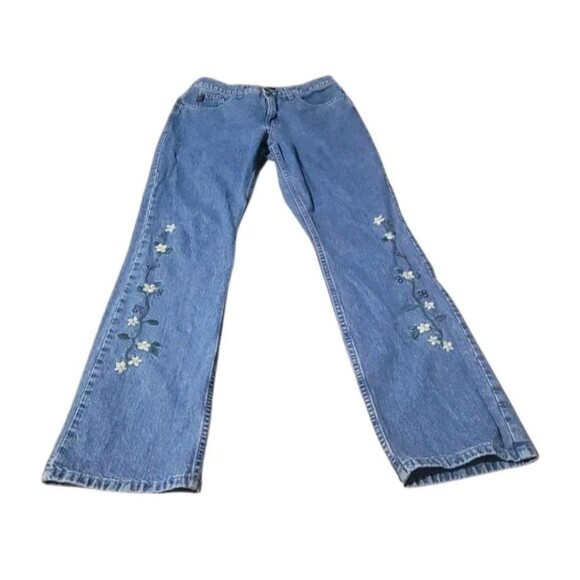 Vintage Y2K Guess Embroidered Mid Rise Wide Leg Jeans Size 28 Made in USA Cotton - Picture 15 of 16